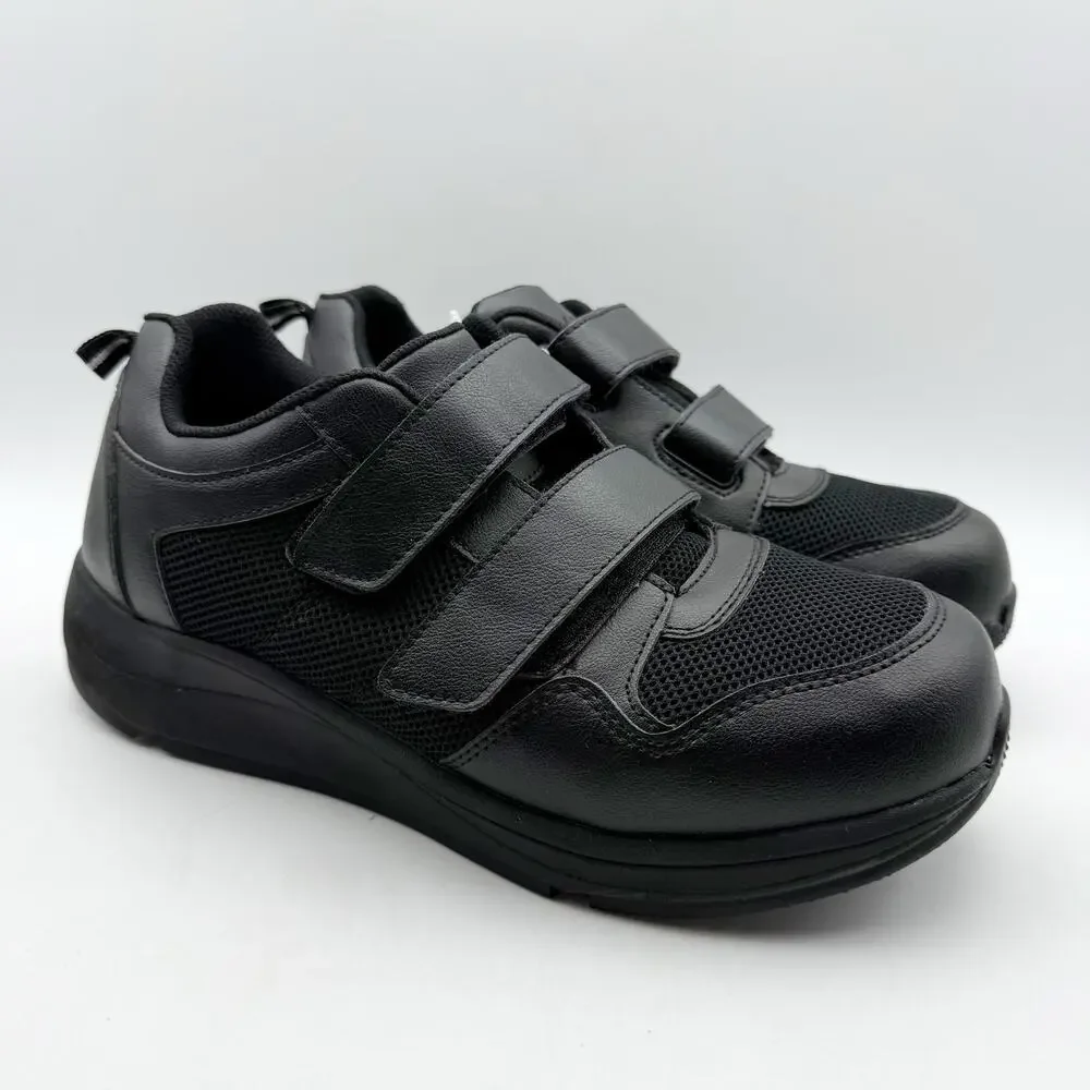 Drew Mens Contest Sneakers US 9.5 WIDE Black Fabric Hook and Loop SR NWOB